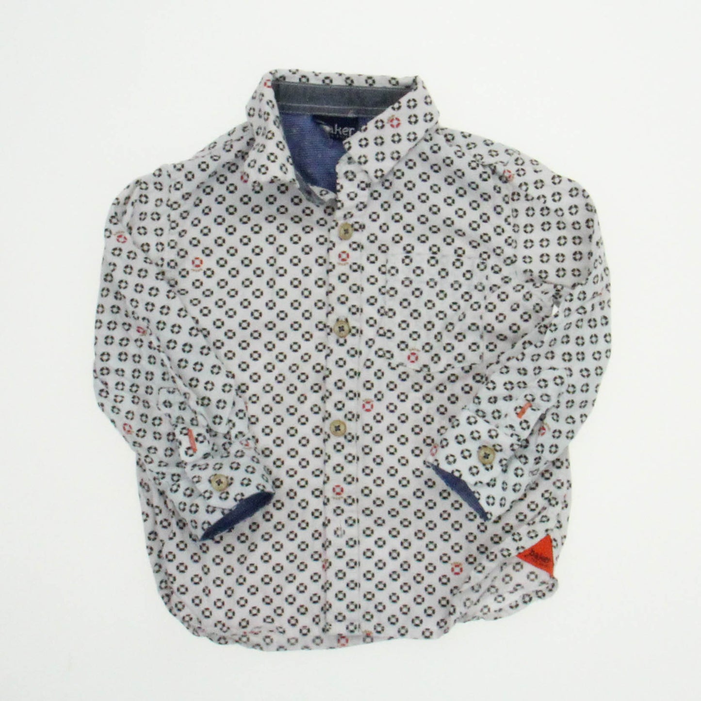Ted Baker Boys White with intertubes Button Down Long Sleeve Size: 6-12 Months White with intertubes