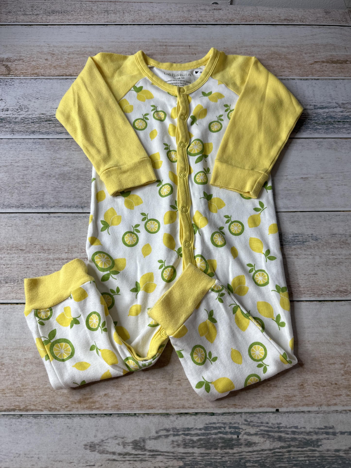 Bebenca Unisex White | Yellow | Lemons Long Sleeve Outfit Size: 12-18 months White | Yellow | Lemons