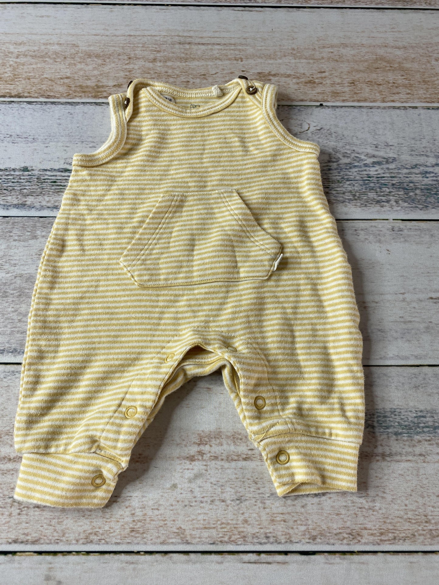 Oliver & Rain Girls White | Yellow | Striped Romper Size: Newborn White | Yellow | Striped