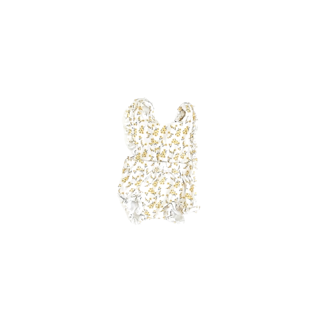Oliver & Rain Girls White | Yellow Romper Size: 6 Months White | Yellow