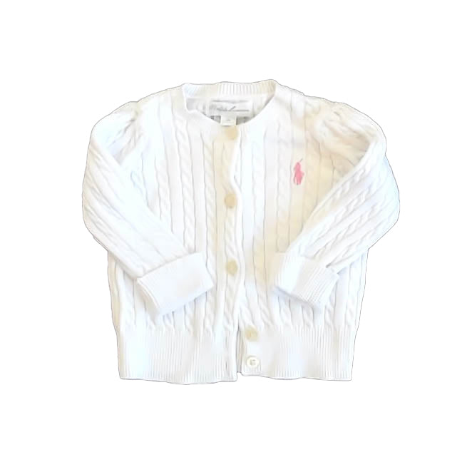 Ralph Lauren Girls White Cardigan Size: 6 Months White