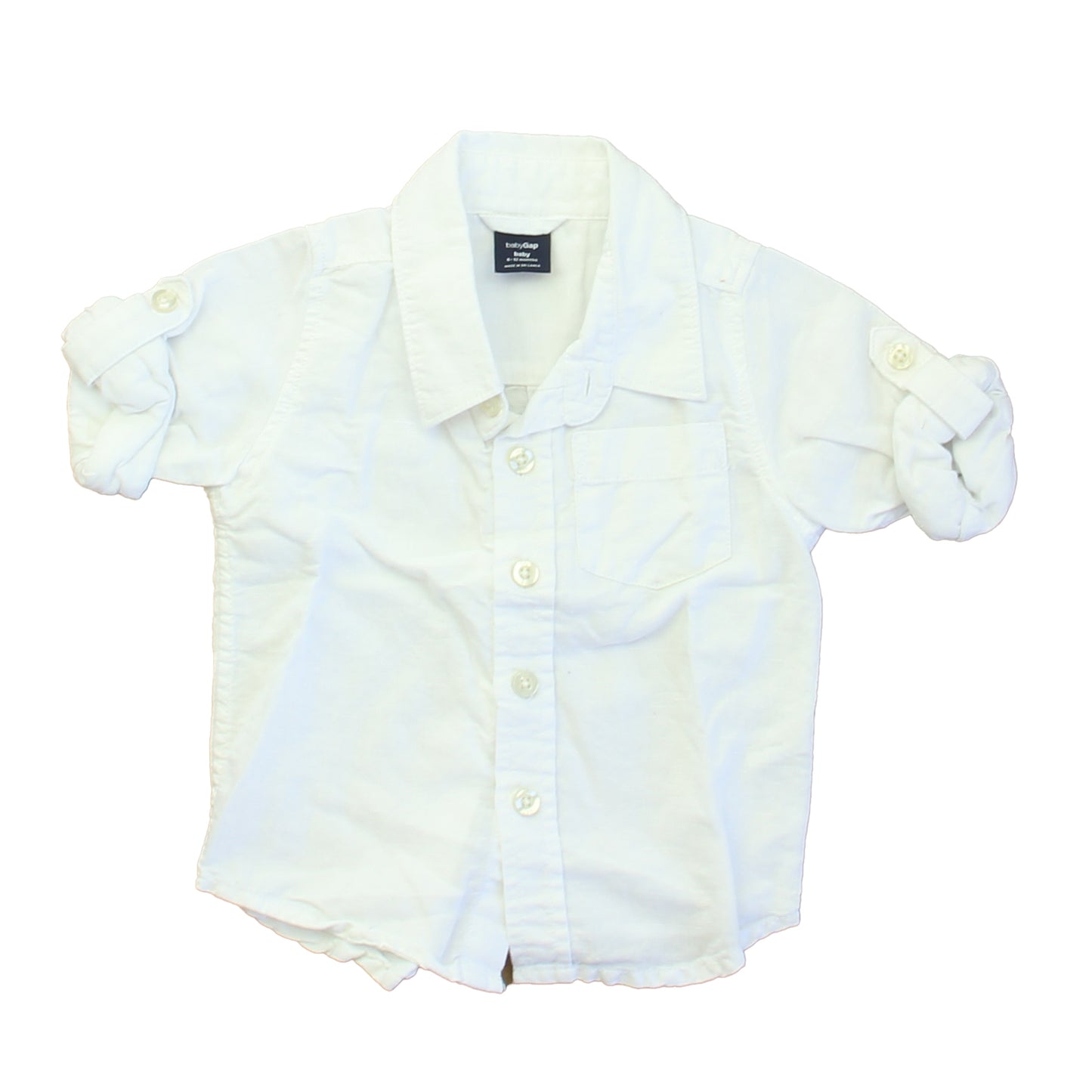 Gap Boys White Button Down Long Sleeve Size: 6-12 Months White