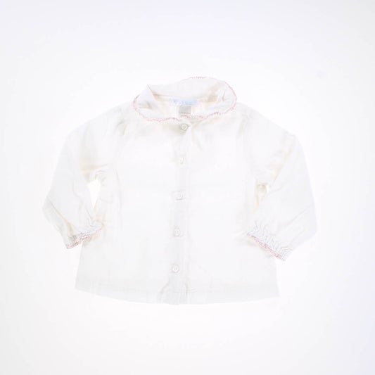 Janie and Jack Girls White Button Down Long Sleeve Size: 12-18 Months White