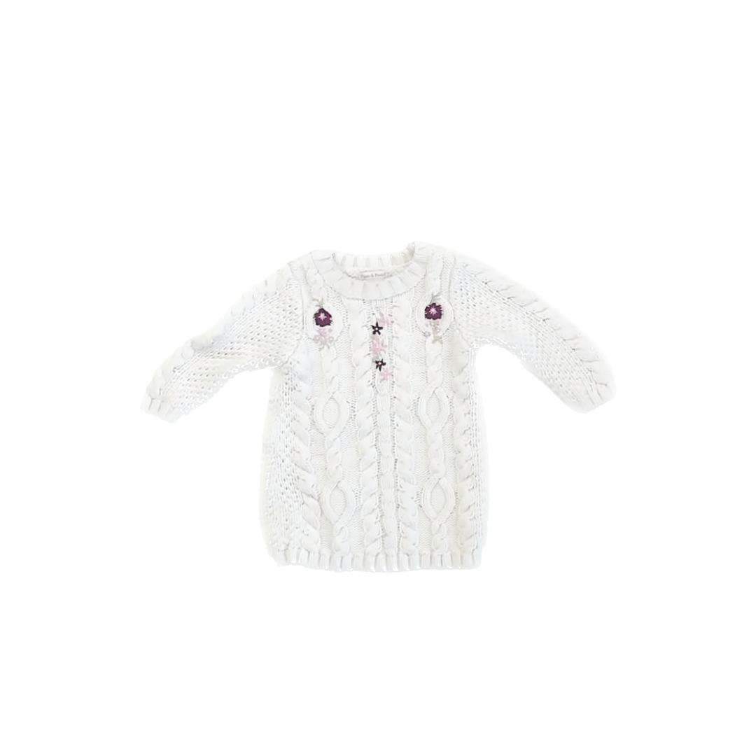 Piper & Posie Girls White Sweater Dress Size: 6-9 Months White