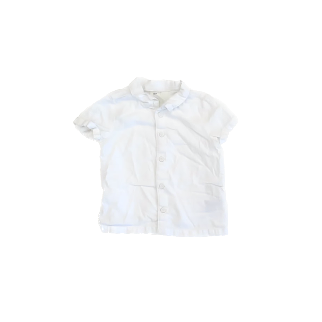 H&M Boys White Button Down Short Sleeve Size: 18 Months White