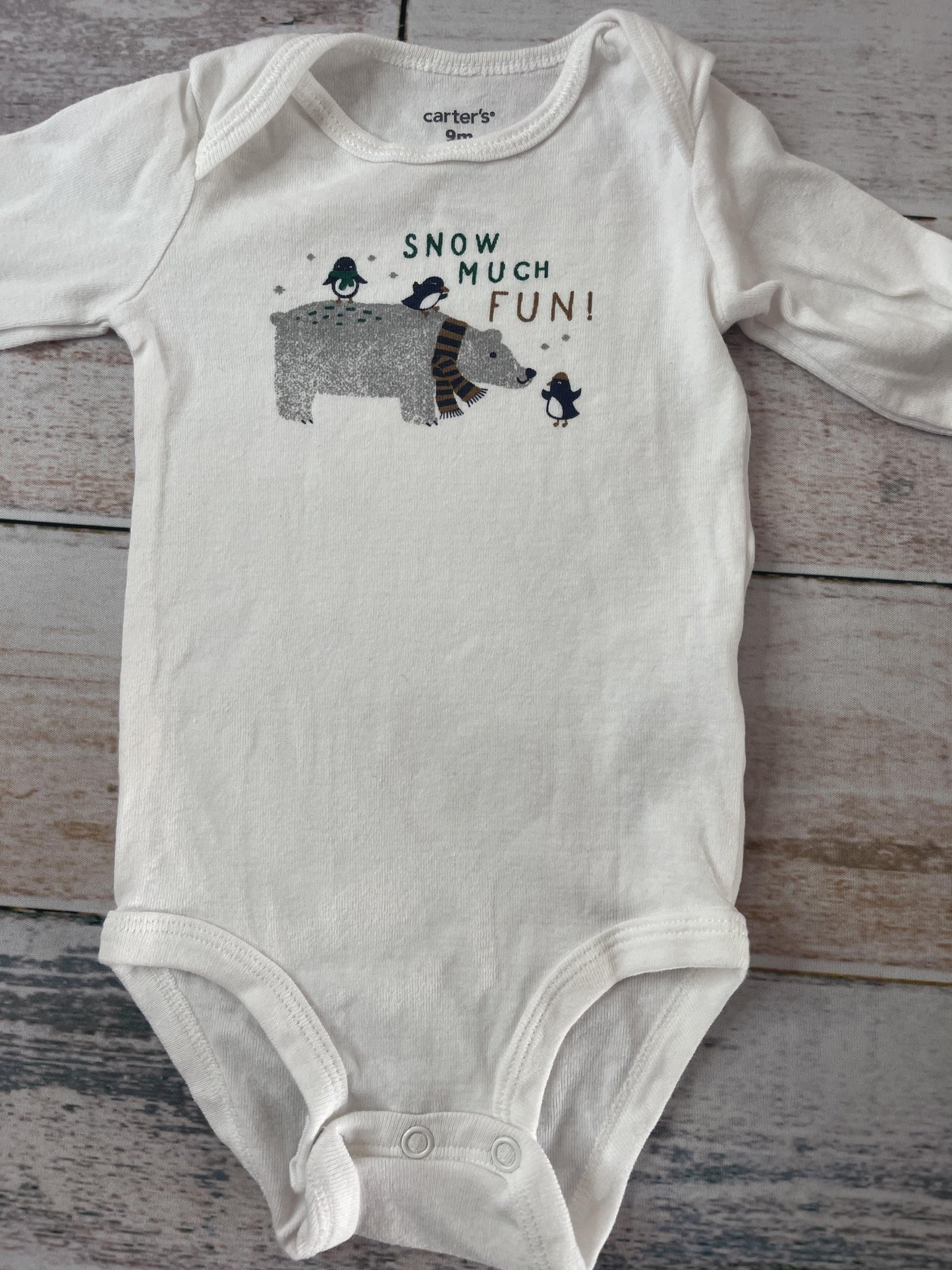 Carters Boys White Onesie Size: 9 months White
