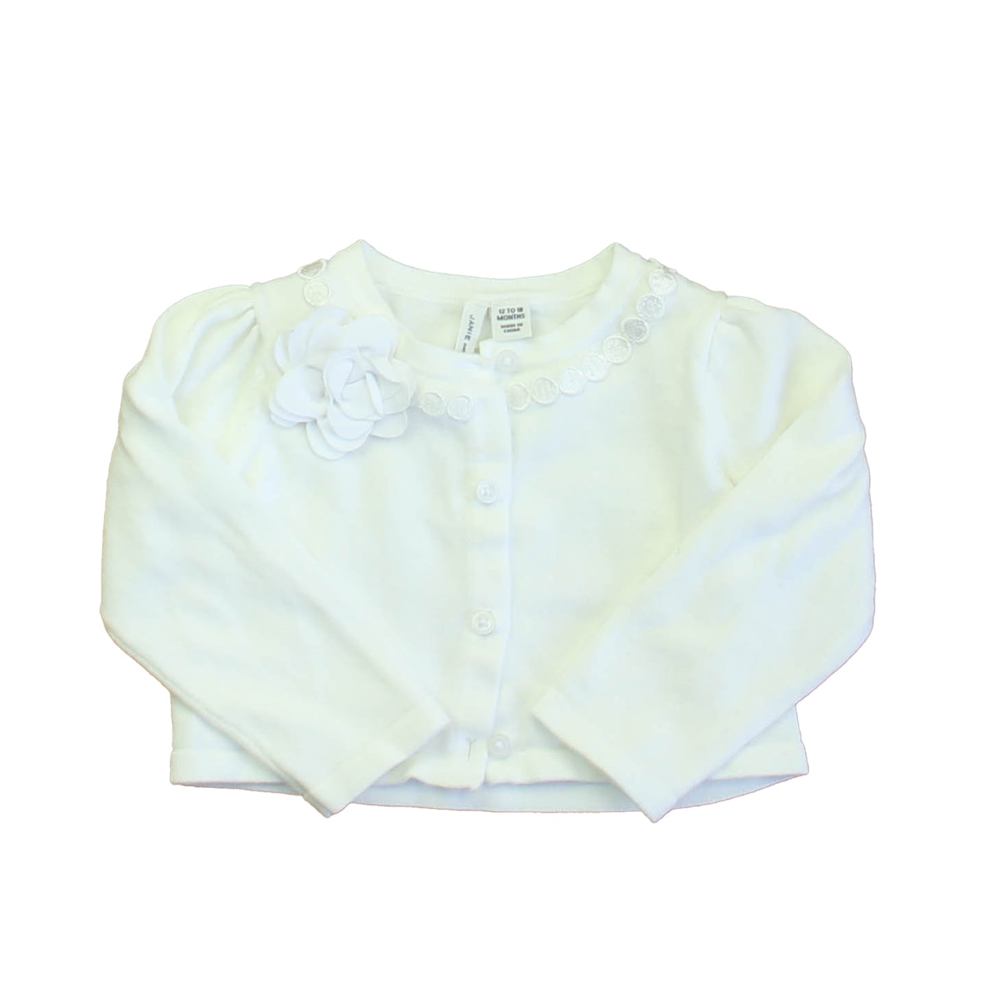 Janie and Jack Girls White Cardigan Size: 12-18 Months White