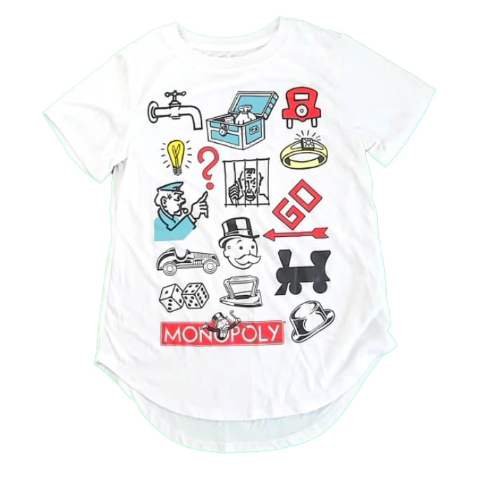 Monopoly Girls White T-Shirt Size: Junior M White