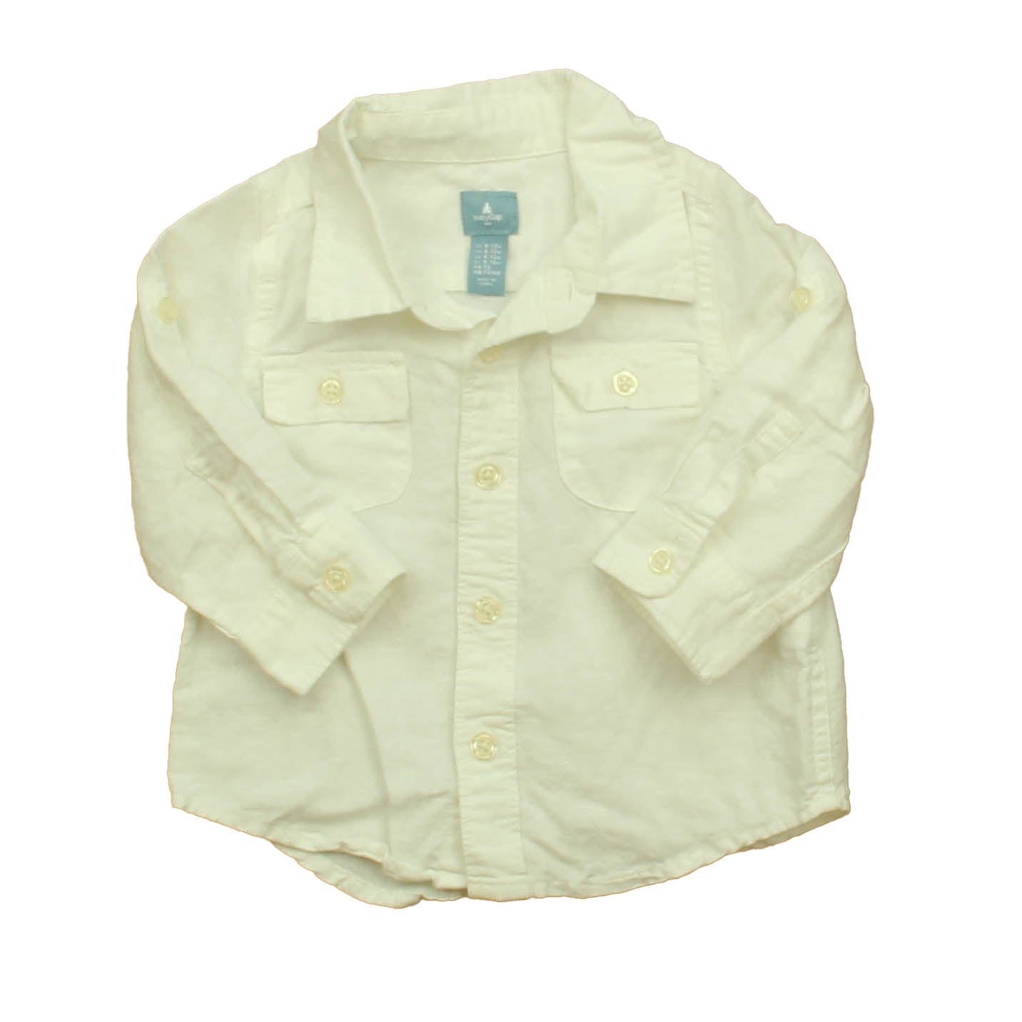 Gap Boys White Button Down Long Sleeve Size: 6-12 Months White