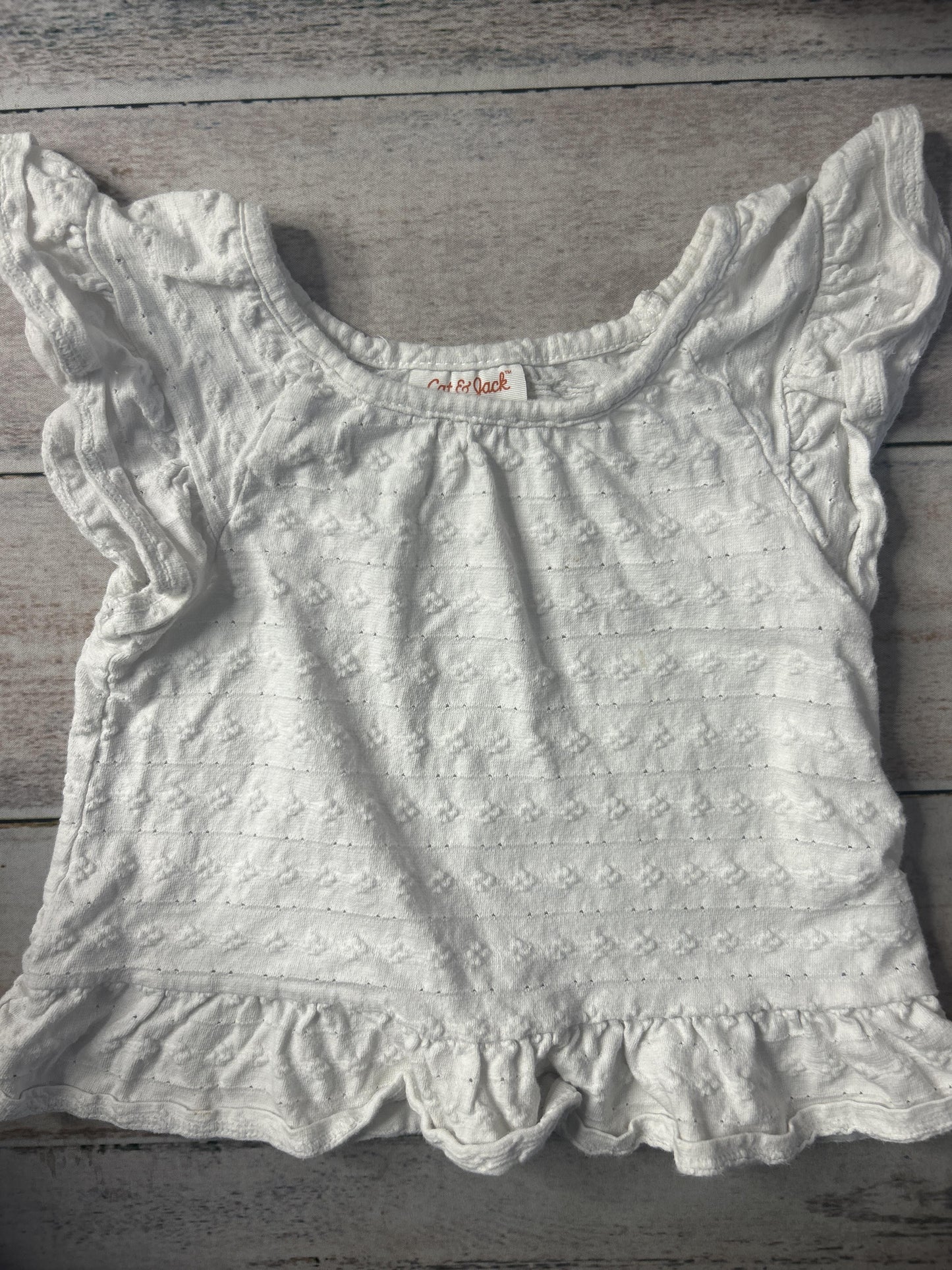 Unisex White Short Sleeve Shirt Size: 2T White