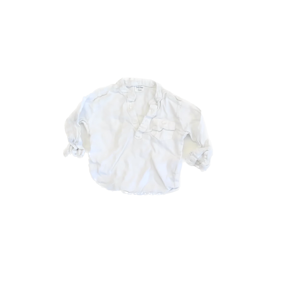 Bout' Chou Boys White Long Sleeve Shirt Size: 9 Months White