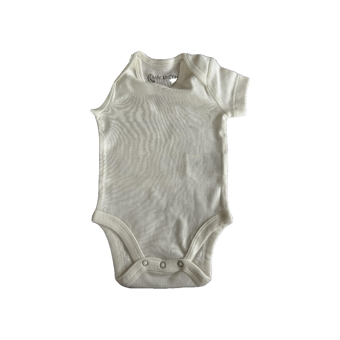 Mac and Moon Unisex White Onesie Size: 3 months White