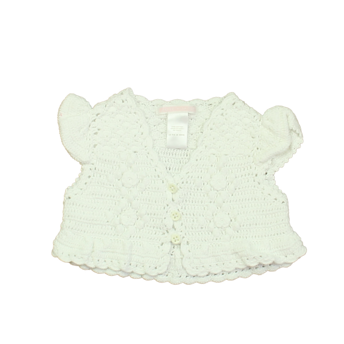Janie and Jack Girls White Cardigan Size: 12-18 Months White