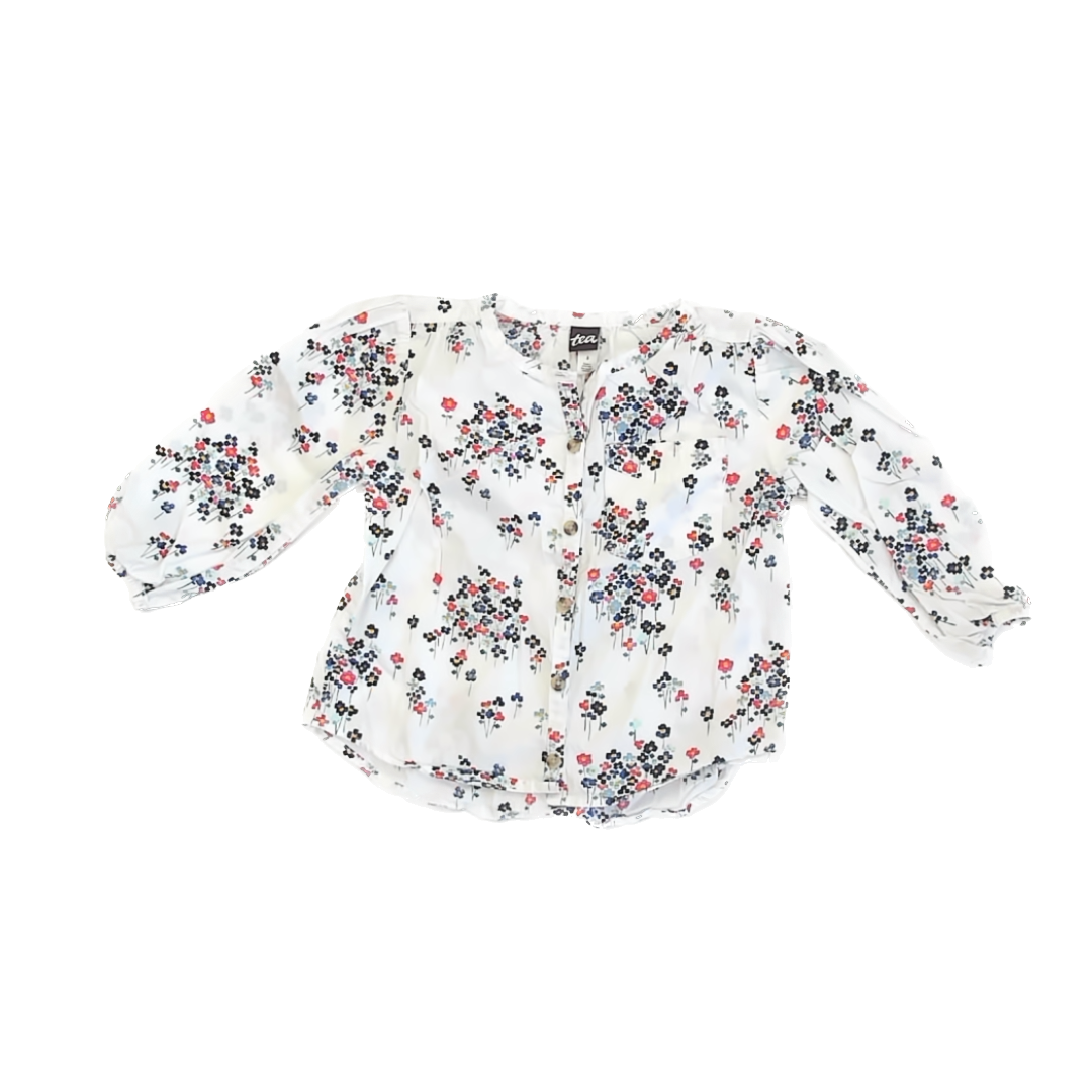 Tea Collection Girls White Blouse Size: 3T White