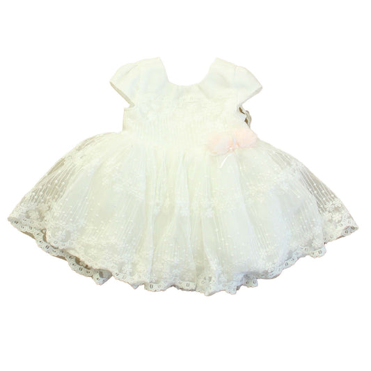 Miniclasix Girls White Special Occasion Dress Size: 6 Months White
