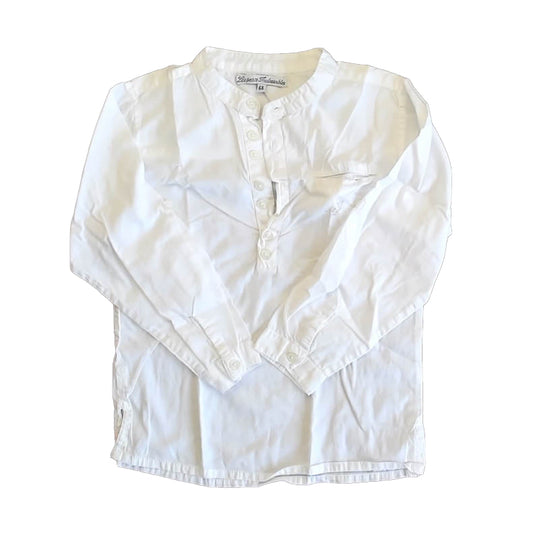 Les Petits Inclassable Boys White Button Down Long Sleeve Size: 6 Years White