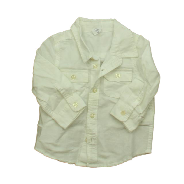 Gap Boys White Button Down Long Sleeve Size: 12-18 Months White