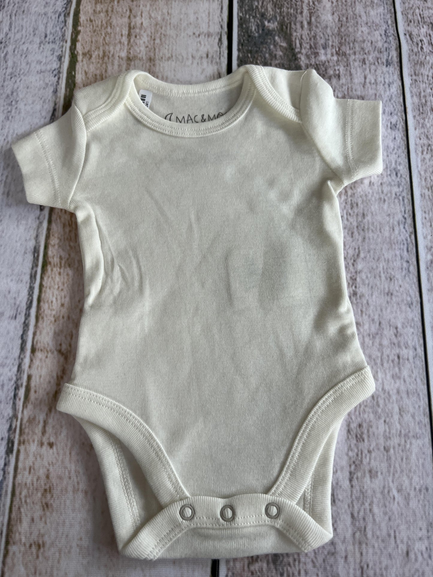 Mac and Moon Unisex White Onesie Size: Newborn White