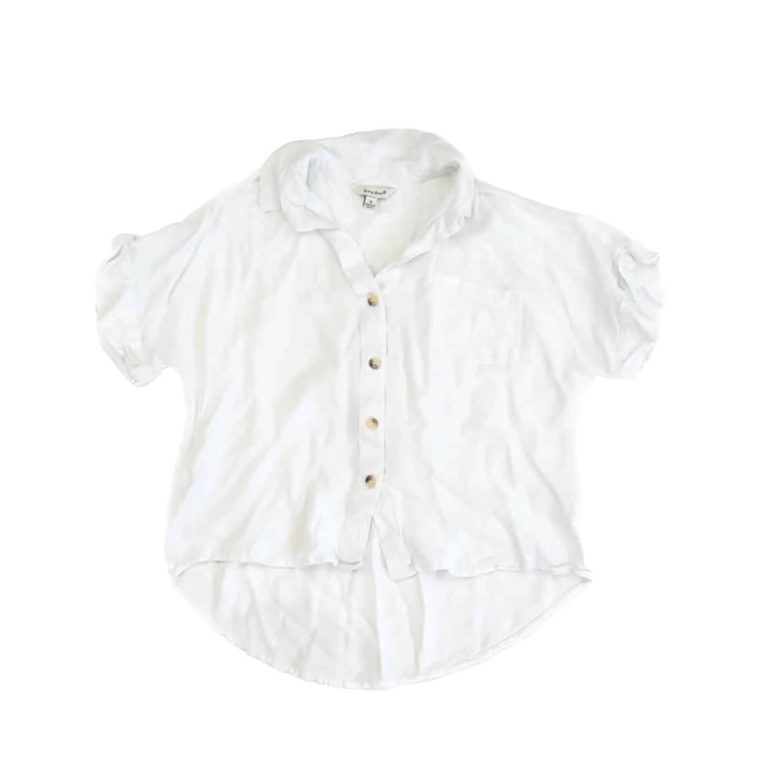 Sim & Sam Girls White Button Down Short Sleeve Size: S White