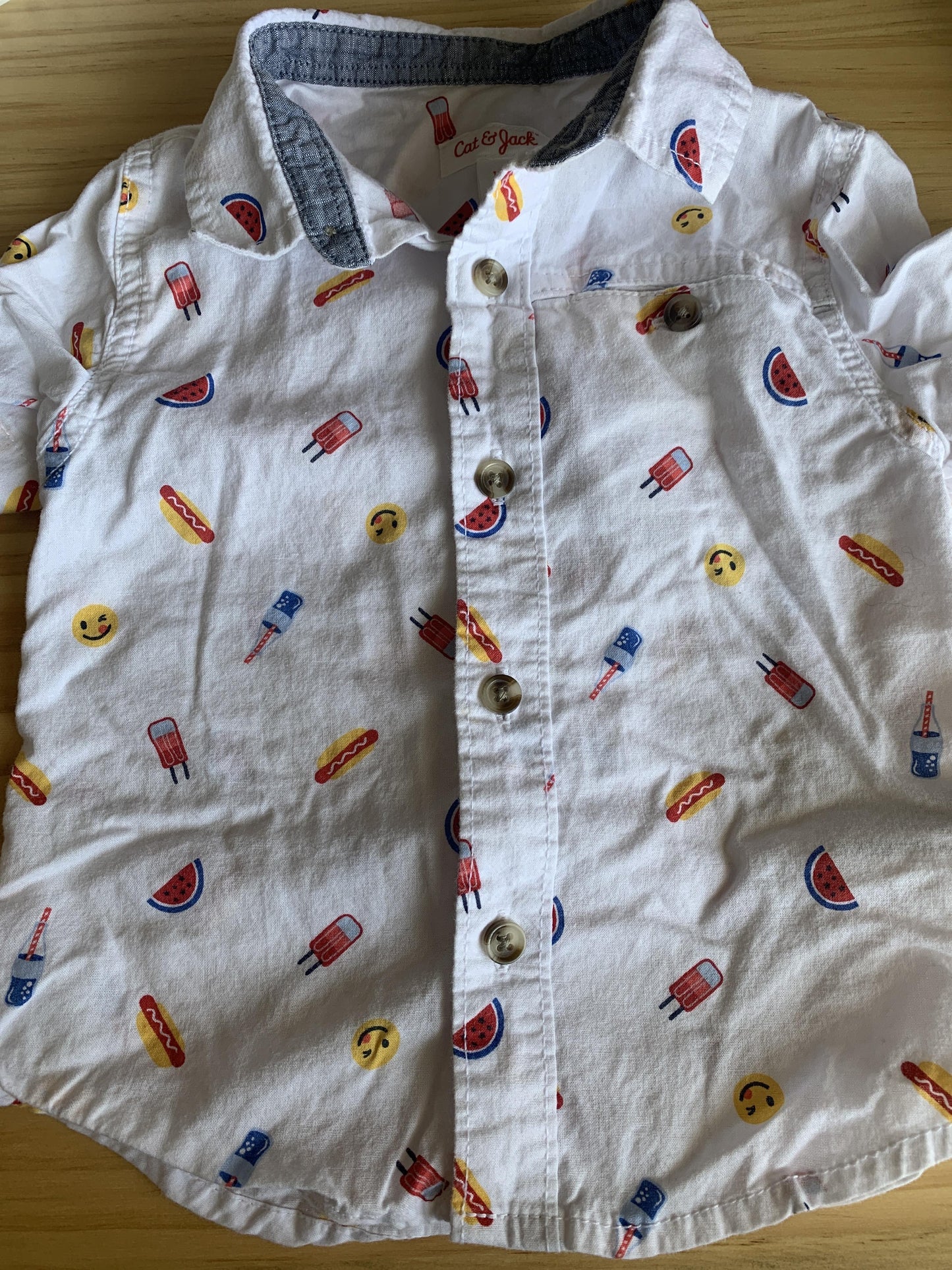 Boys White Button Down Short Sleeve Size: 18 months White