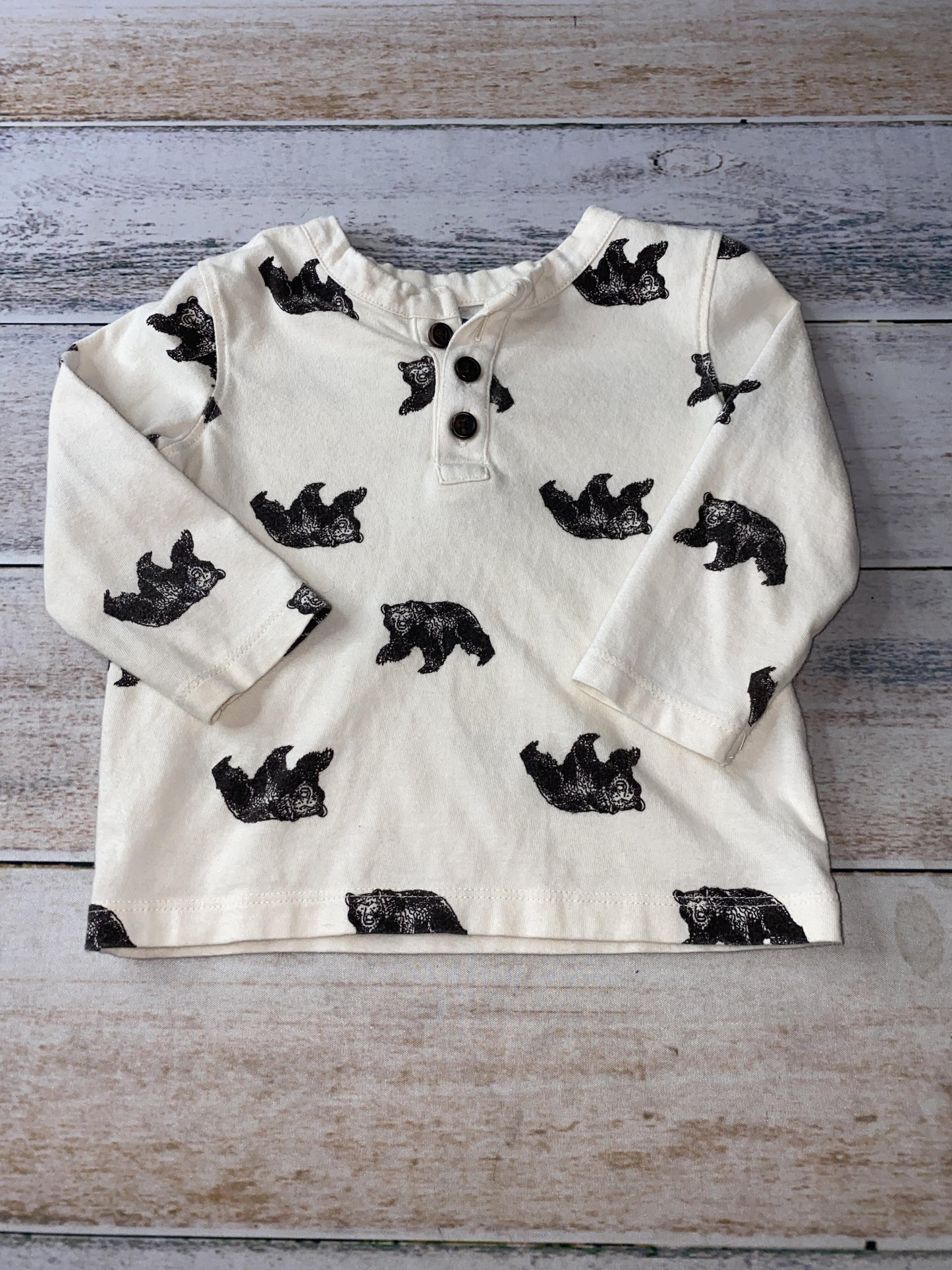 Old Navy Unisex Wool White | Black Long Sleeve T-Shirt Size: 12-18 months Wool White | Black
