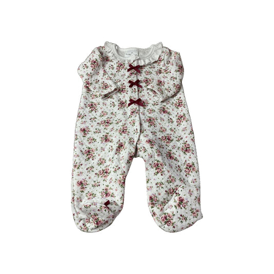 Laura Ashley Girls Wool White | Pink floral Pajamas Size: 0-3 months Wool White | Pink floral