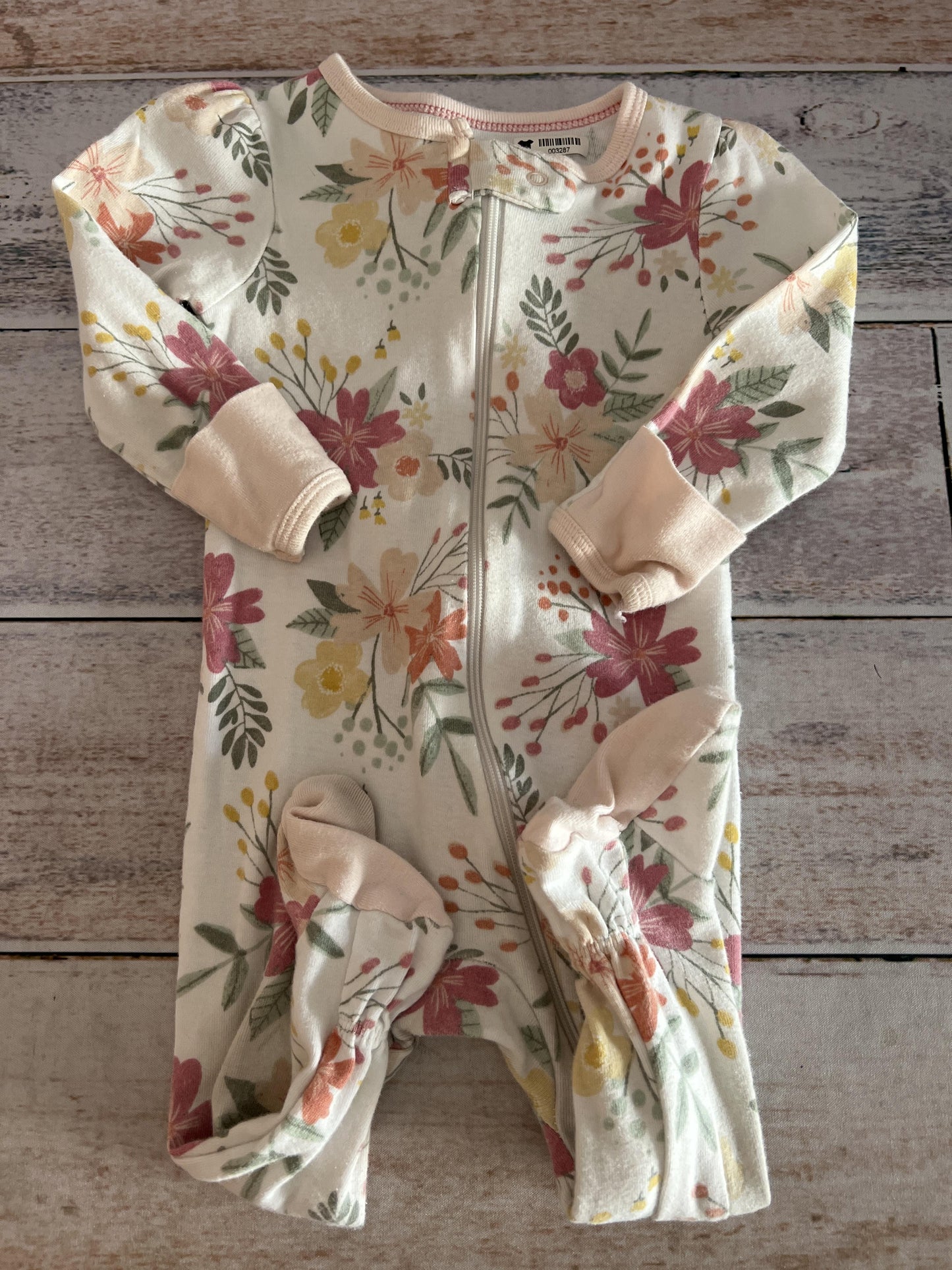 Cloud Island Girls Wool White | Pink floral Pajamas Size: 6-9 months Wool White | Pink floral
