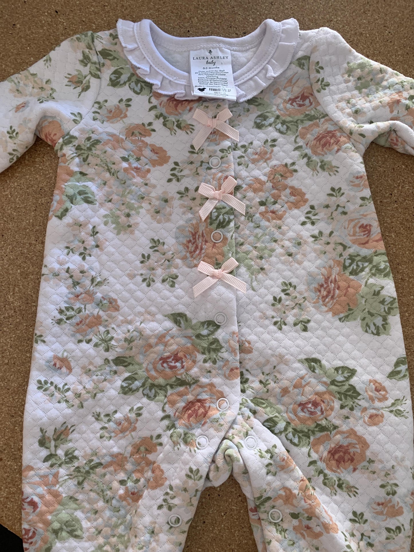 Girls Wool White | pink | Pink floral | light green Pajamas Size: 0-3 months Wool White | pink | Pink floral | light green