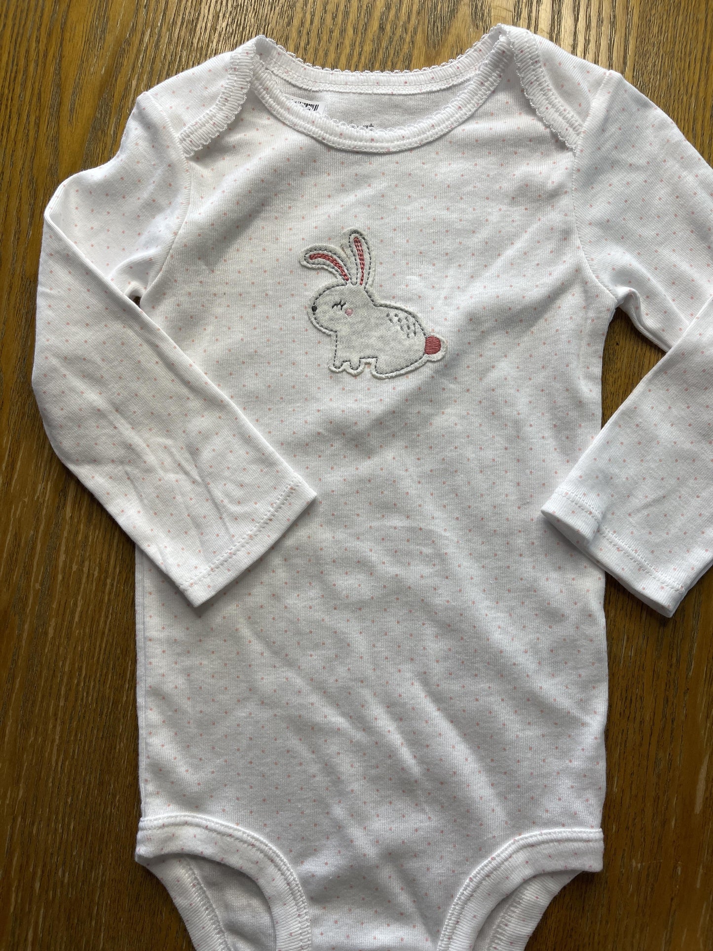 Carters Girls Wool White | polka dot | pink Onesie Size: 12 months Wool White | polka dot | pink