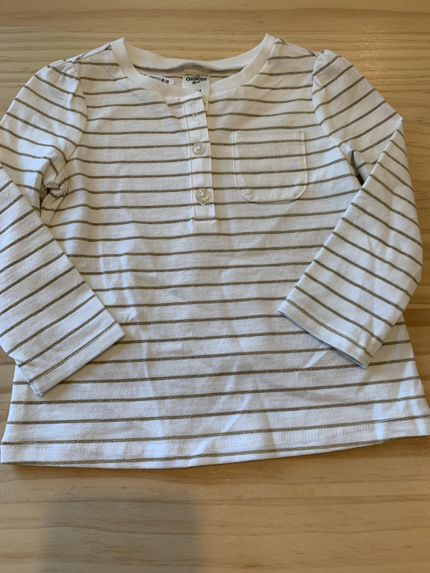 OshKosh Girls Wool White | Stripe | Sparkle Long Sleeve T-Shirt Size: 12M Wool White | Stripe | Sparkle