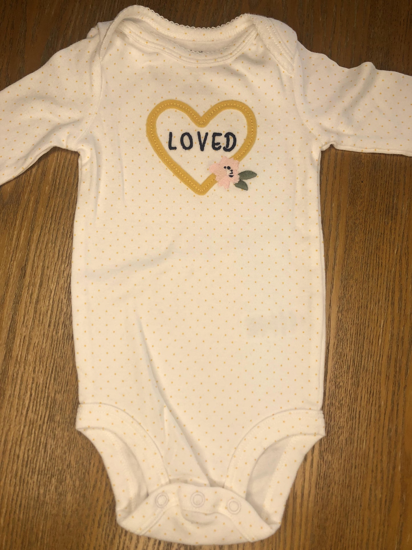 Carters Girls Wool White | Yellow | polka dot Onesie Size: 6 months Wool White | Yellow | polka dot