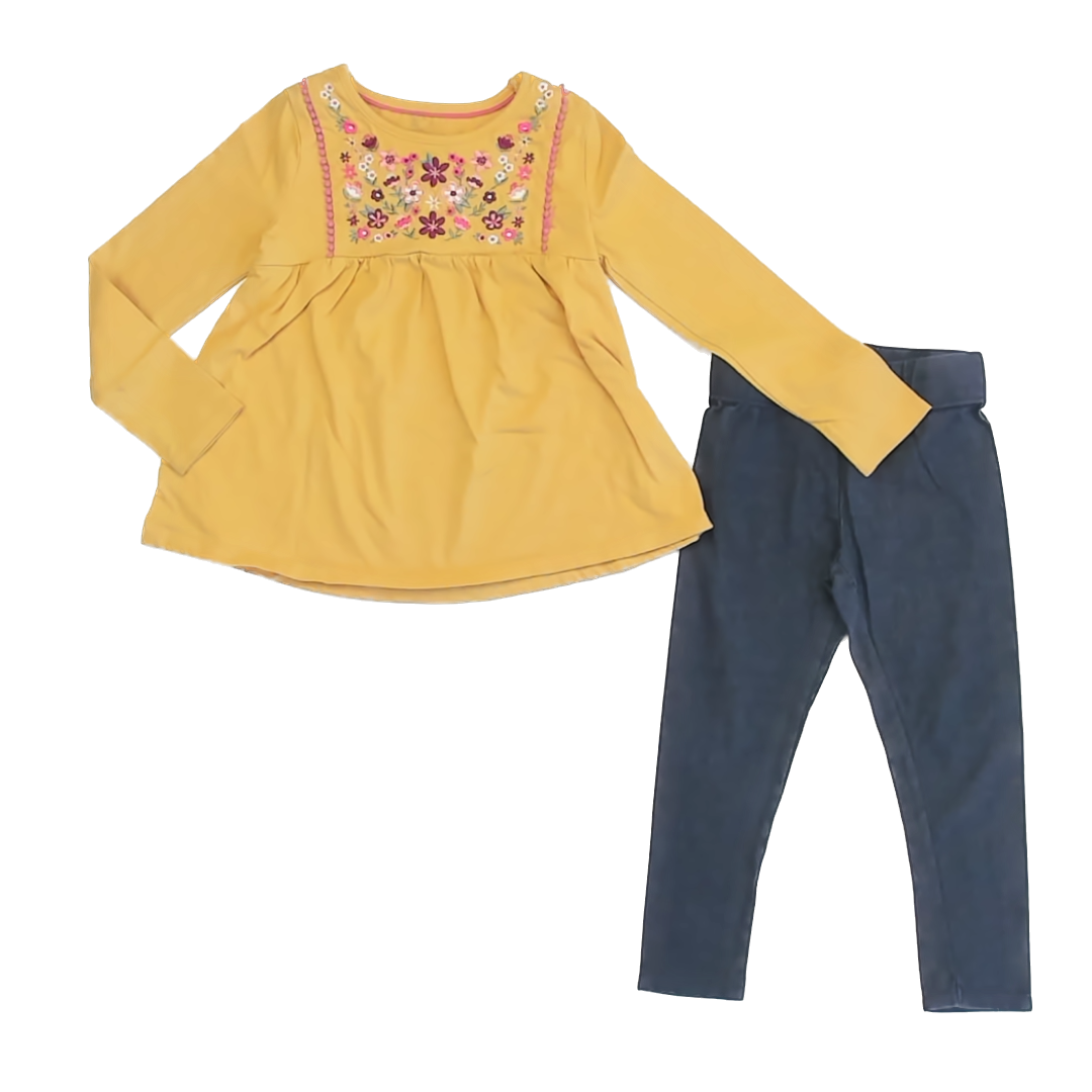 Shabby Chic Girls Yellow | Blue Apparel Sets Size: 4T Yellow | Blue