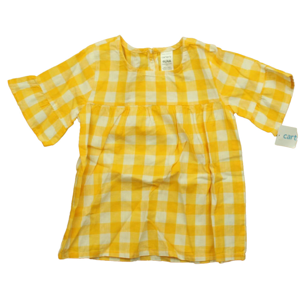 Carter's Girls Yellow Check Blouse Size: 4T Yellow Check