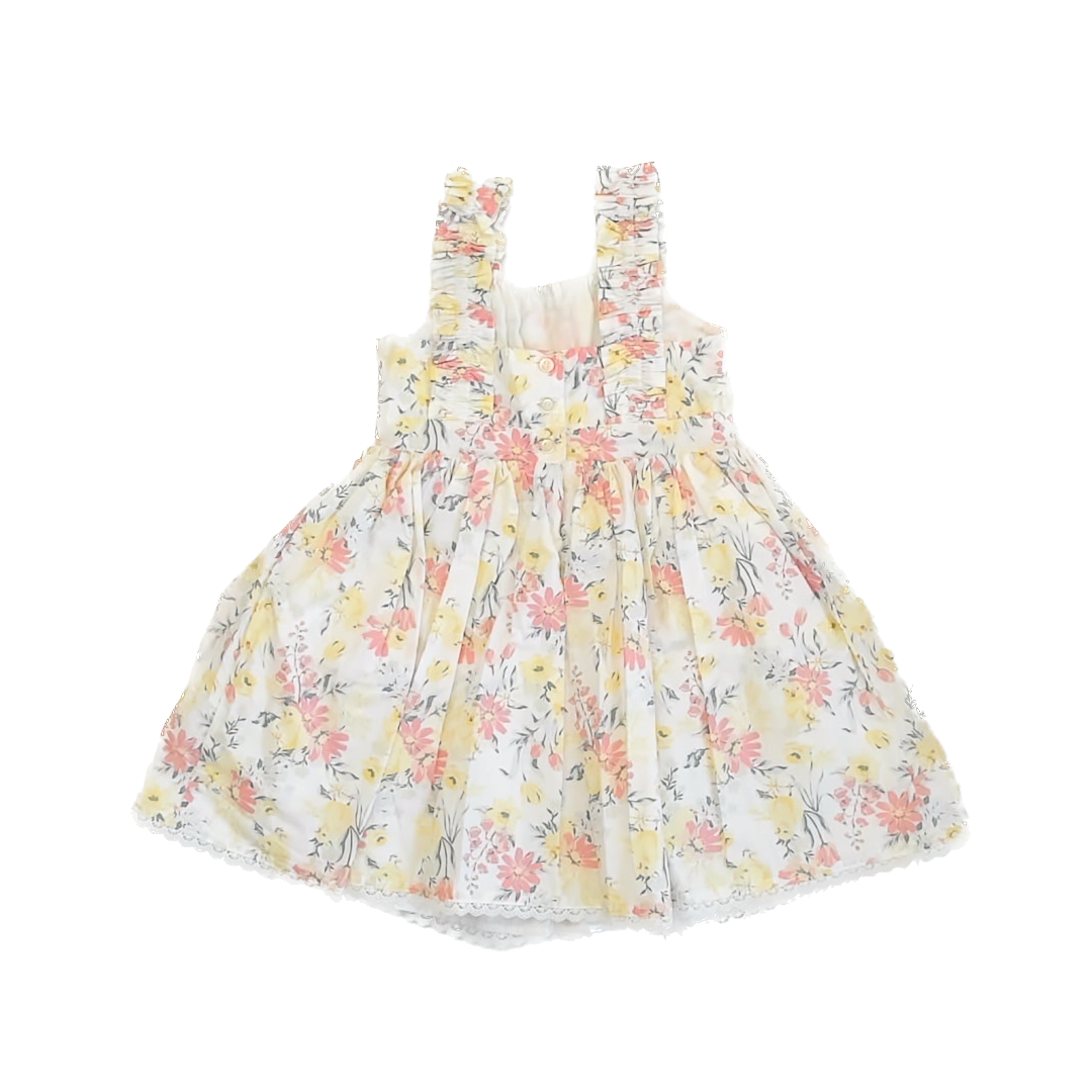 Cupcakes & Cashmere Girls Yellow | Coral Floral Dress Size: 5T Yellow | Coral Floral