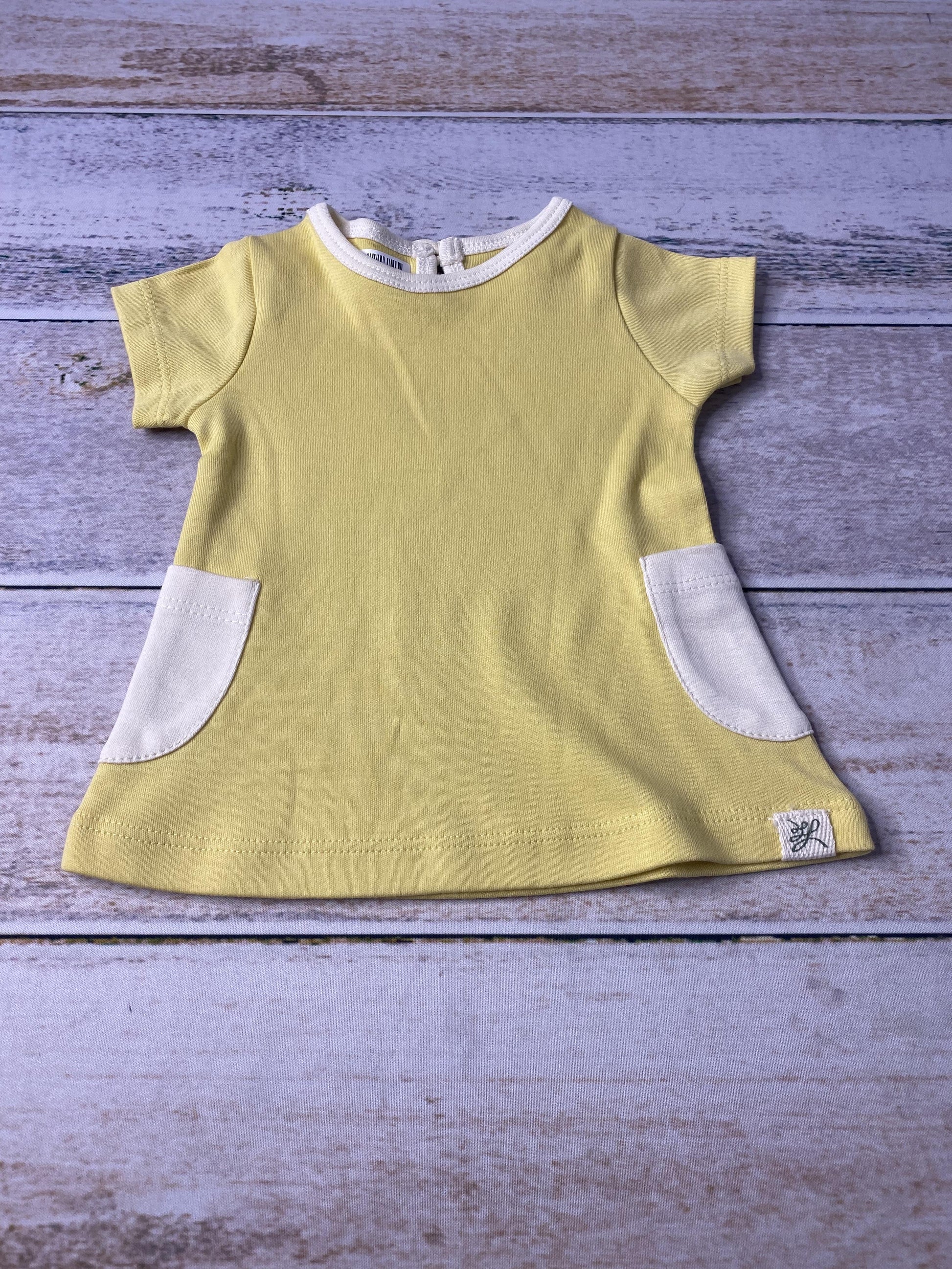 Little Lentil Girls Yellow | cream Dress Size: Newborn Yellow | cream