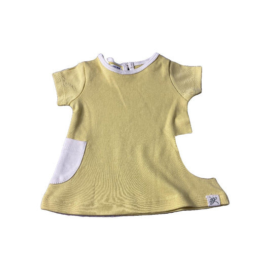 Little Lentil Girls Yellow | cream Dress Size: Newborn Yellow | cream
