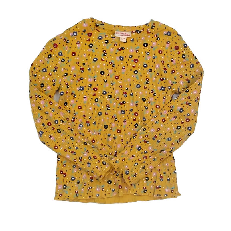 Du Pareil Girls Yellow Floral Long Sleeve T-Shirt Size: 6 Years Yellow Floral