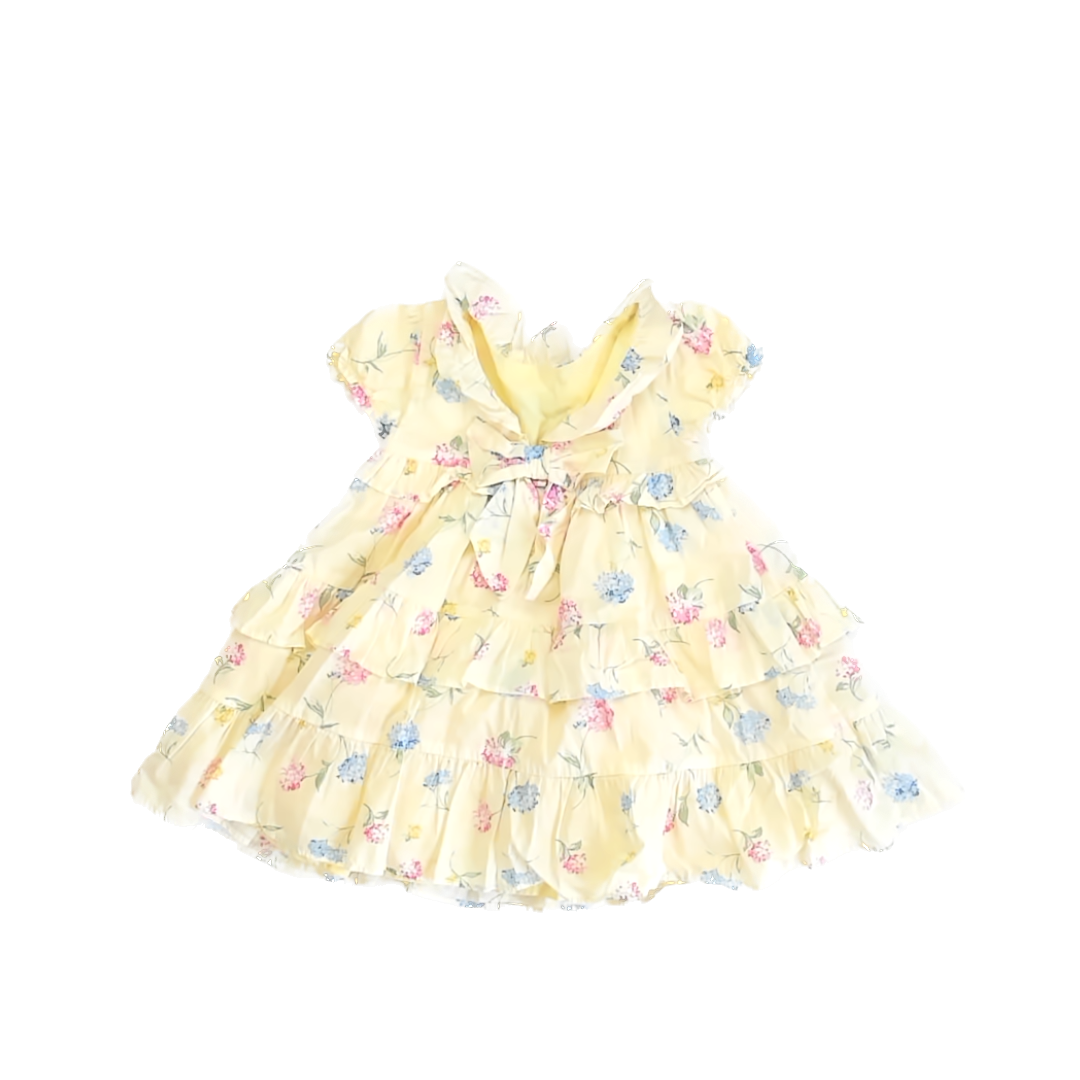 Janie and Jack Girls Yellow Floral Special Occasion Dress Size: 18-24 Months Yellow Floral