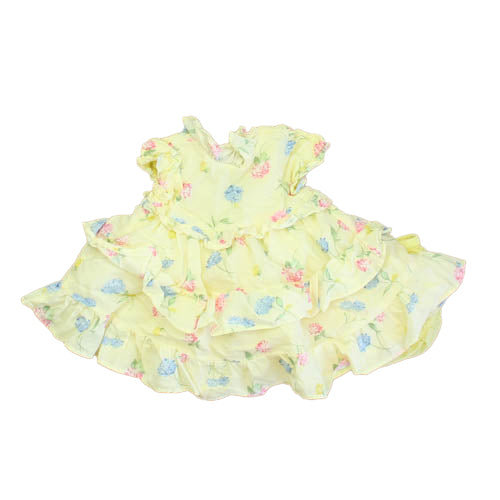 Janie and Jack Girls Yellow Floral Dress Size: 3-6 Months Yellow Floral