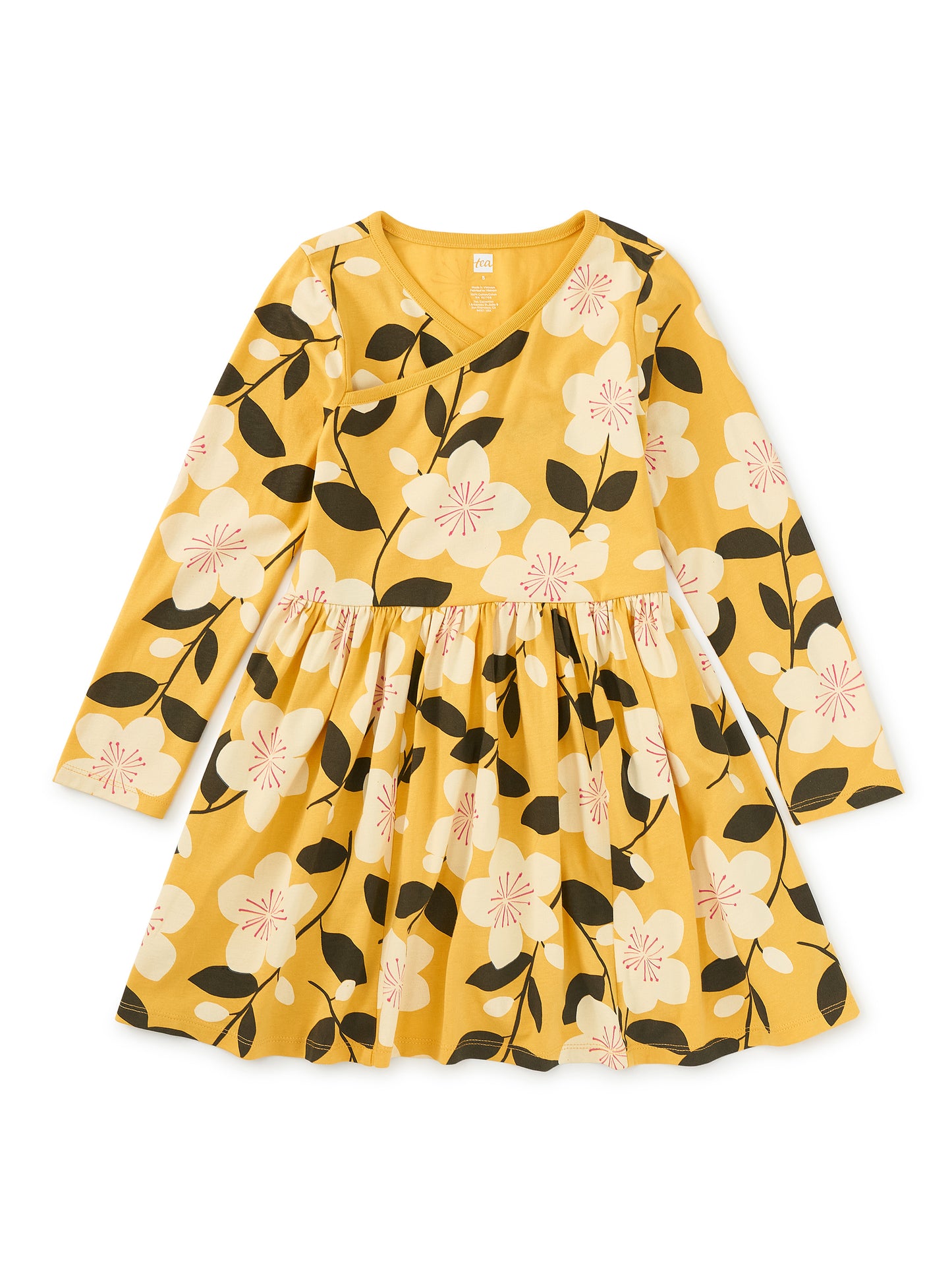 Tea Collection Girls Yellow Floral Dress Size: 5T Yellow Floral