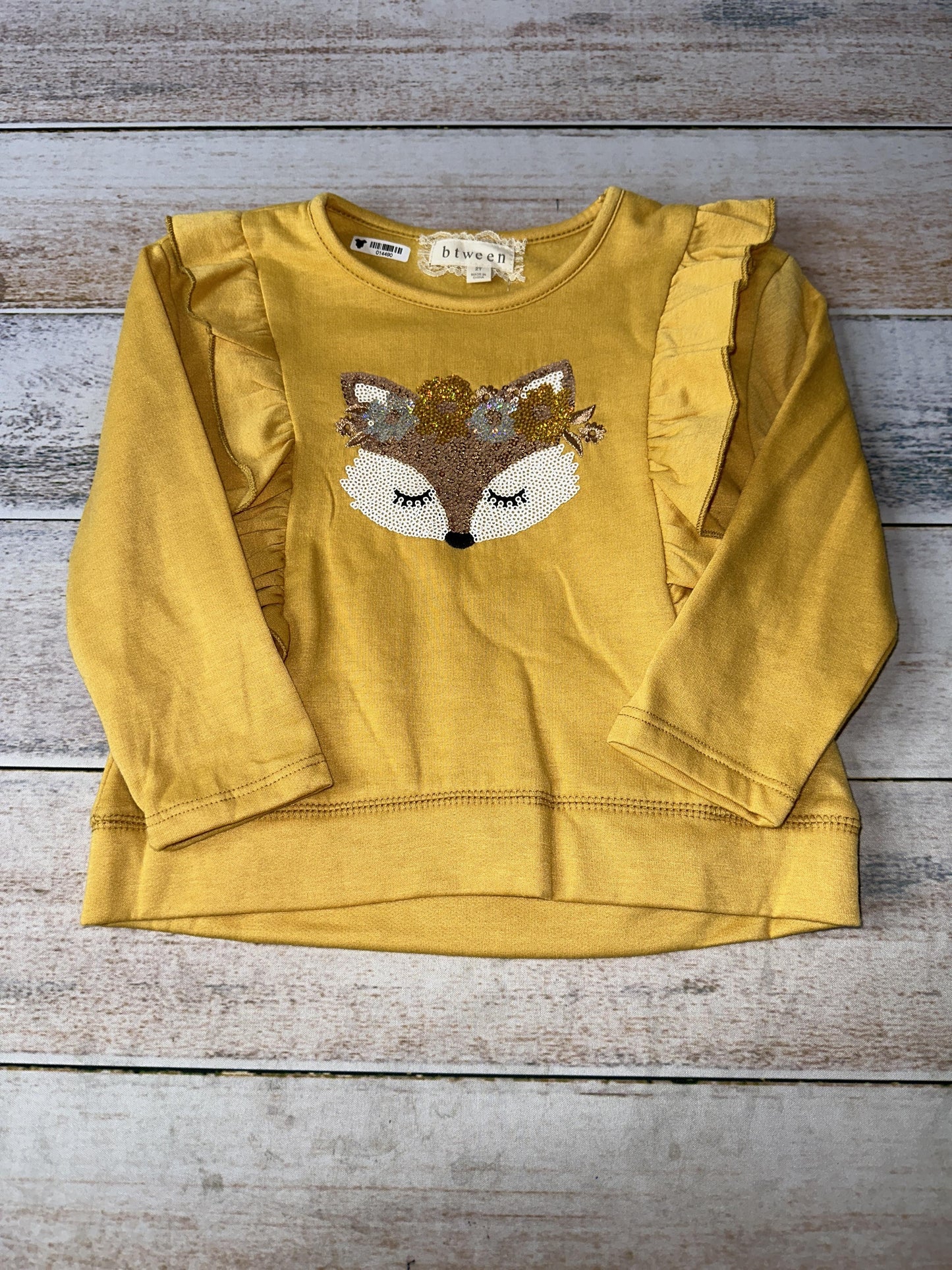 Btween Girls Yellow | Fox Long Sleeve Shirt Size: 2T Yellow | Fox