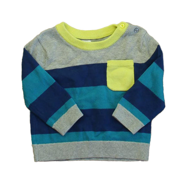 Gap Boys Yellow | Gray | Blue Sweater Size: 6-12 Months Yellow | Gray | Blue