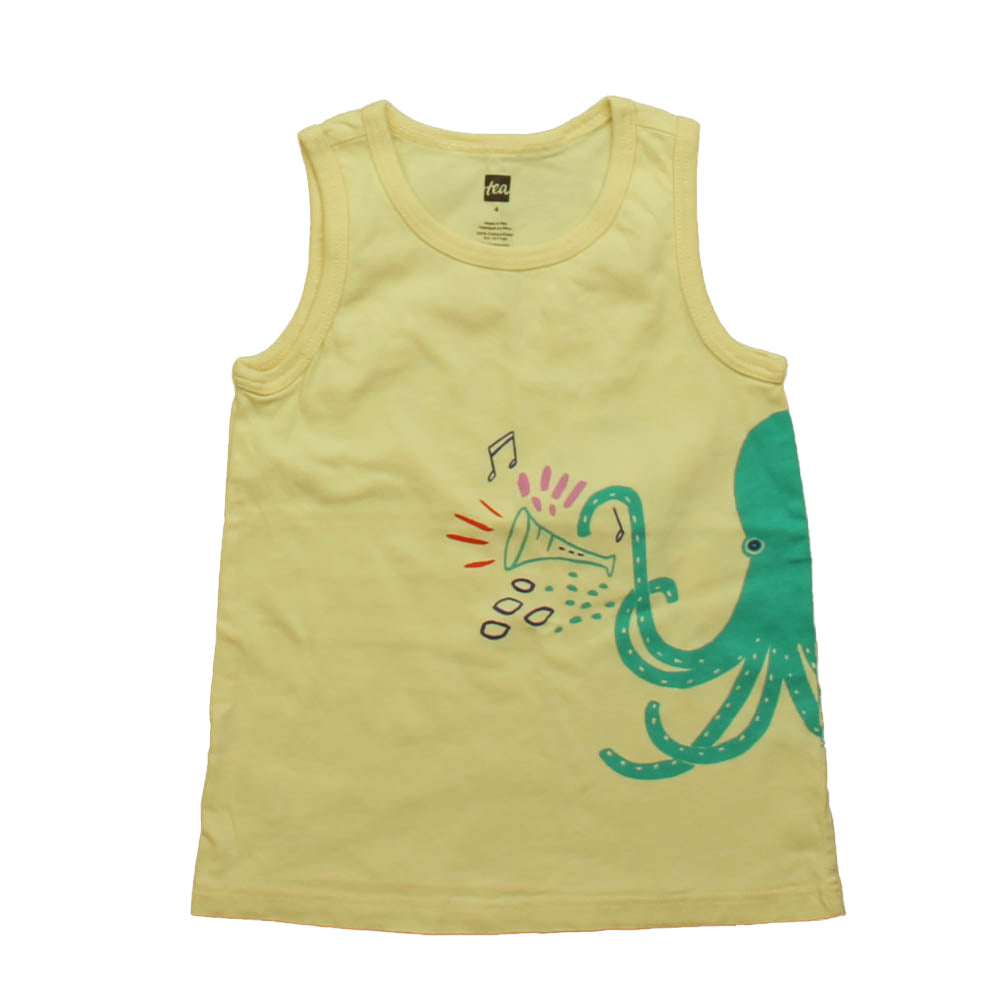 Tea Girls Yellow | Green Octopus Tank Top Size: 4T Yellow | Green Octopus