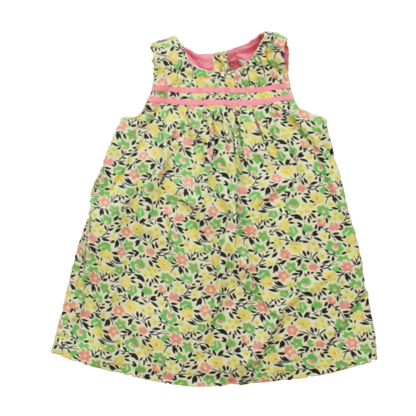 Boden Girls Yellow | Green | Pink Floral Dress Size: 12-18 Months Yellow | Green | Pink Floral