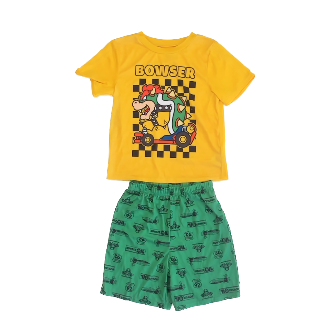 Mario Kart Boys Yellow | Green 2-piece Pajamas Size: 6-7 Years Yellow | Green