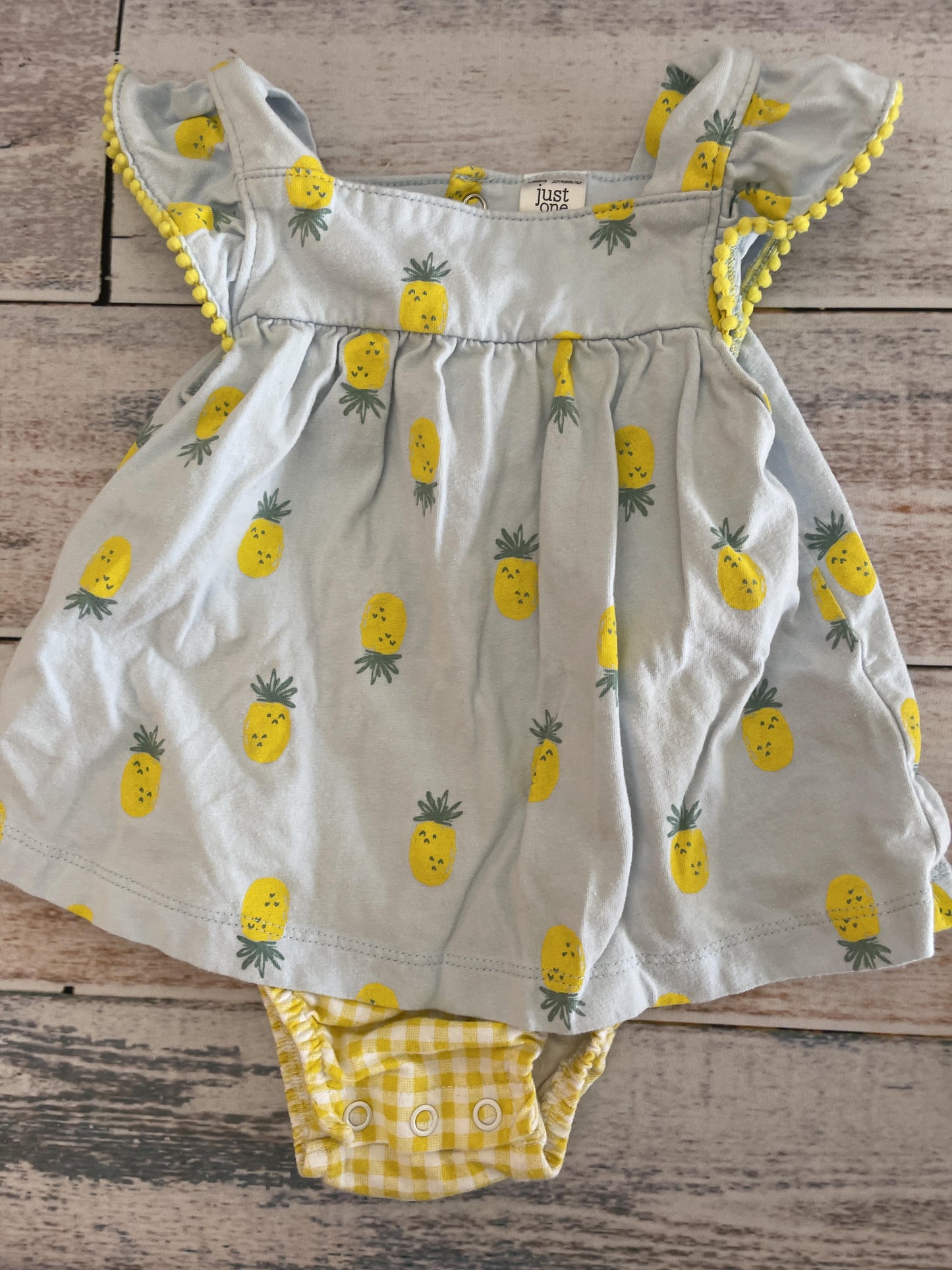 Carters Girls Yellow | Light Blue Dress Size: 12 months Yellow | Light Blue