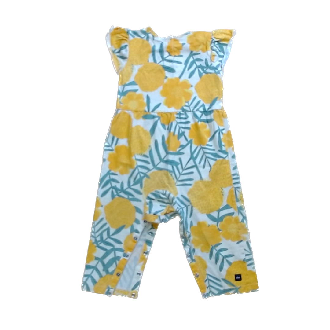 Tea Collection Boys Yellow | Orange Flowers Romper Size: 12-18 Months Yellow | Orange Flowers
