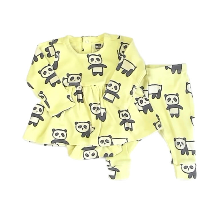 Tea Collection Girls Yellow Panda Apparel Sets Size: 0-3 Months Yellow Panda