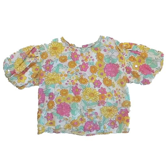 Amor & Little Girls Girls Yellow | Pink Floral Blouse Size: 5T Yellow | Pink Floral