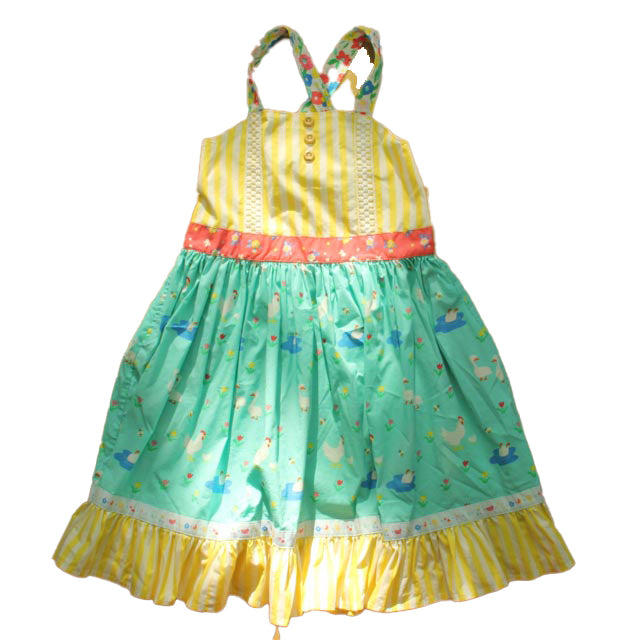 Wild Flowers Girls Yellow | Pink Turquoise Dress Size: 16 Years Yellow | Pink Turquoise
